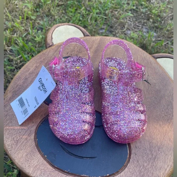 Oshkosh B’gosh Marie Jelly toddler girl sandals glittery pink size 5 - NWT - Picture 2 of 16
